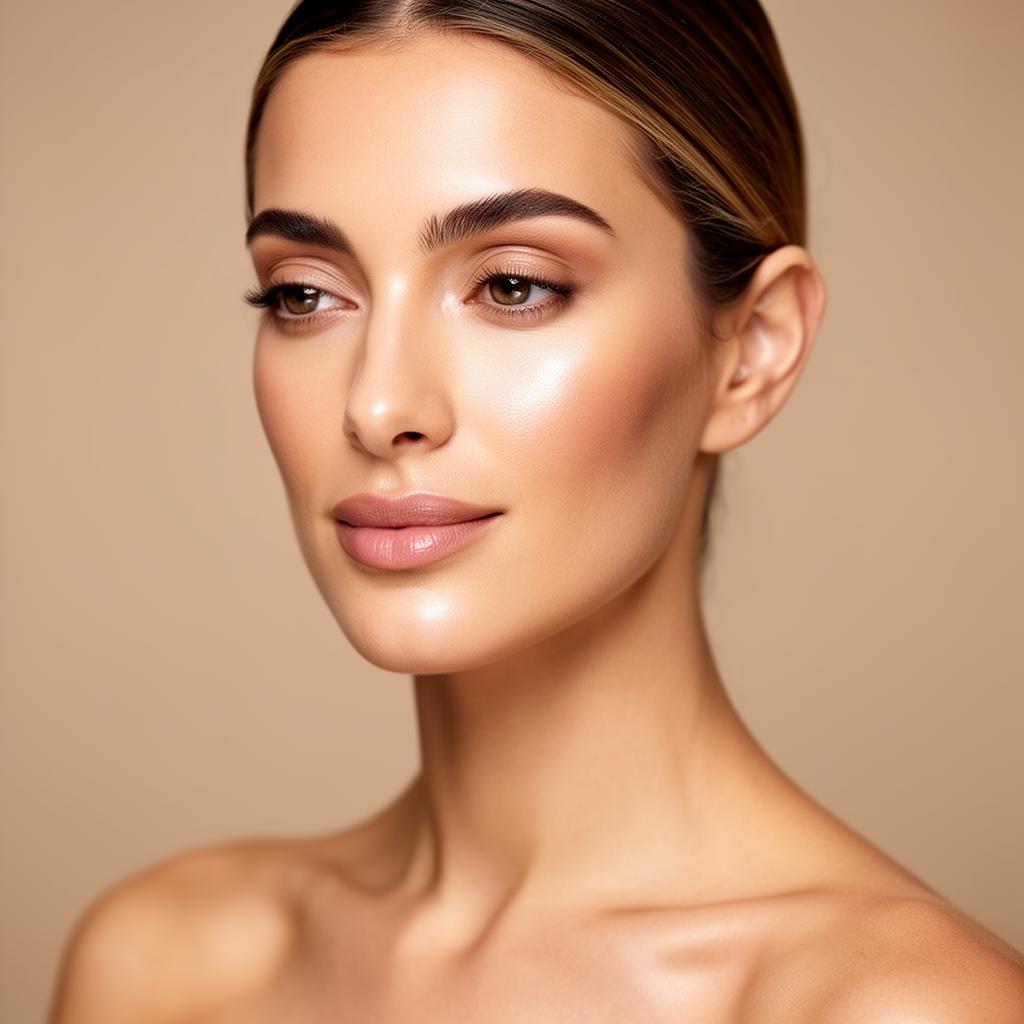 Mulher com pele luminosa e natural